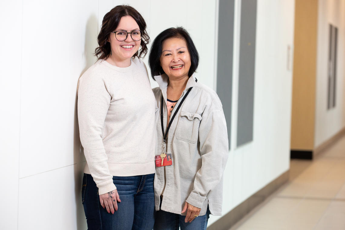 Amie Kerber with Tam Truong Donnelly, professor in the Faculty of Nursing.