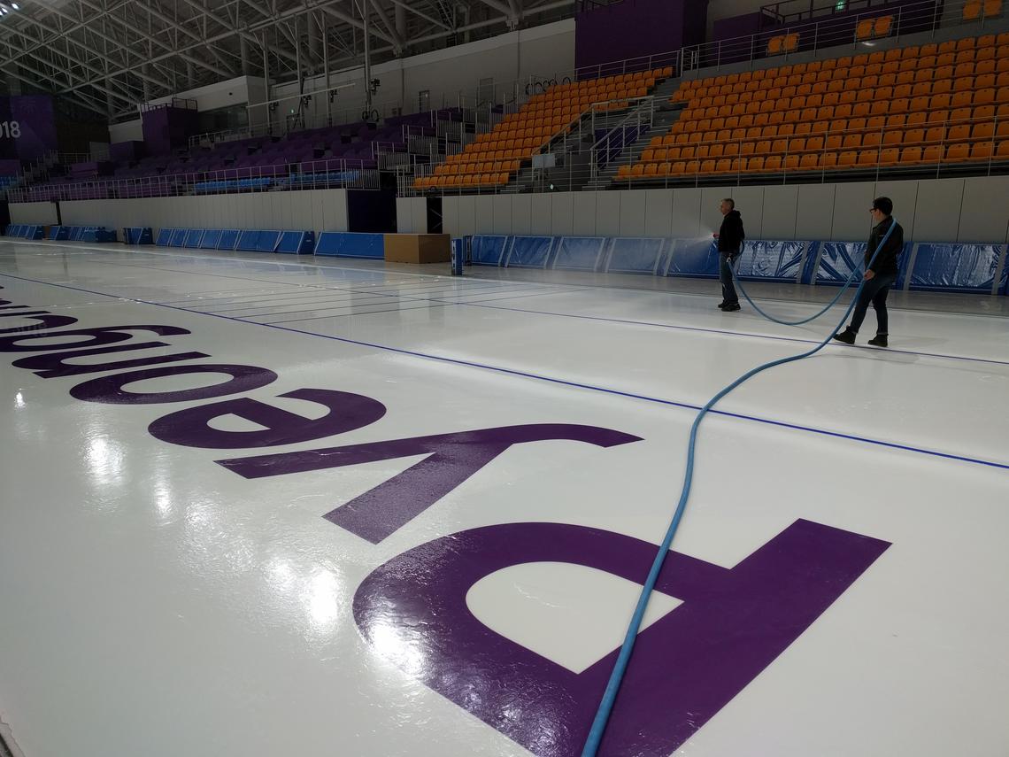 Two work shifts, starting early in the morning and ending late into the night, will keep up with the hectic Olympic schedule. The Olympic venue got a test drive a year ago with world single-distance championships, and the ice passed with flying colours. 