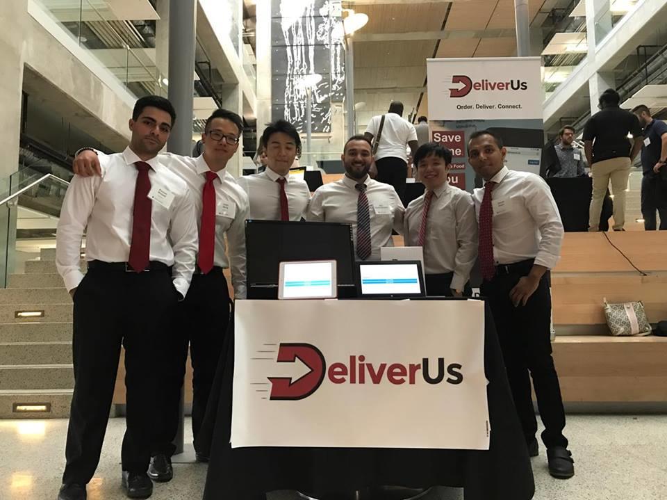From left: DeliverUs co-founders Pouyan Shojaei and Jason Meng and team.