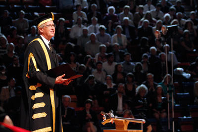 University of Calgary Chancellor Jim Dinning speaks at a 2012 convocation ceremony. Dinning and President Elizabeth Cannon on Feb. 28 announced the 10 recipients of 2013 honorary degrees.