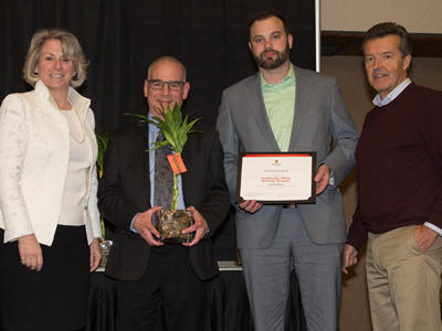 Left to Right: Mark Scharf, Neil Lang and Steve Baldick accepting the Sustainability Award for Staff Leadership