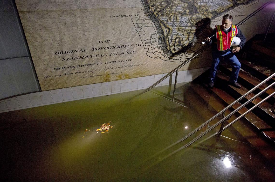 Flooded New York train station