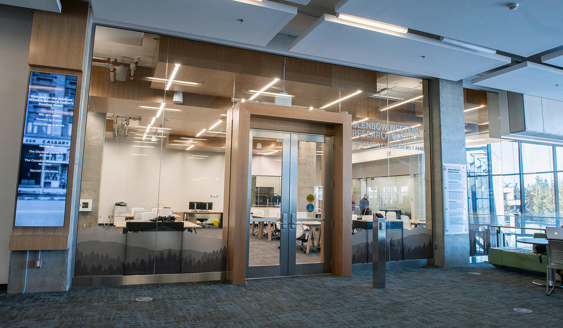 Glenbow Western Research Centre on the second floor, Taylor Family Digital Library. 