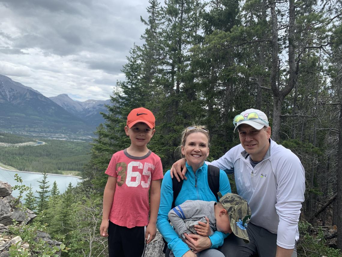 The Adams family, from left, Benjamin, Jennifer, Matthew and Corey enjoying the hike.