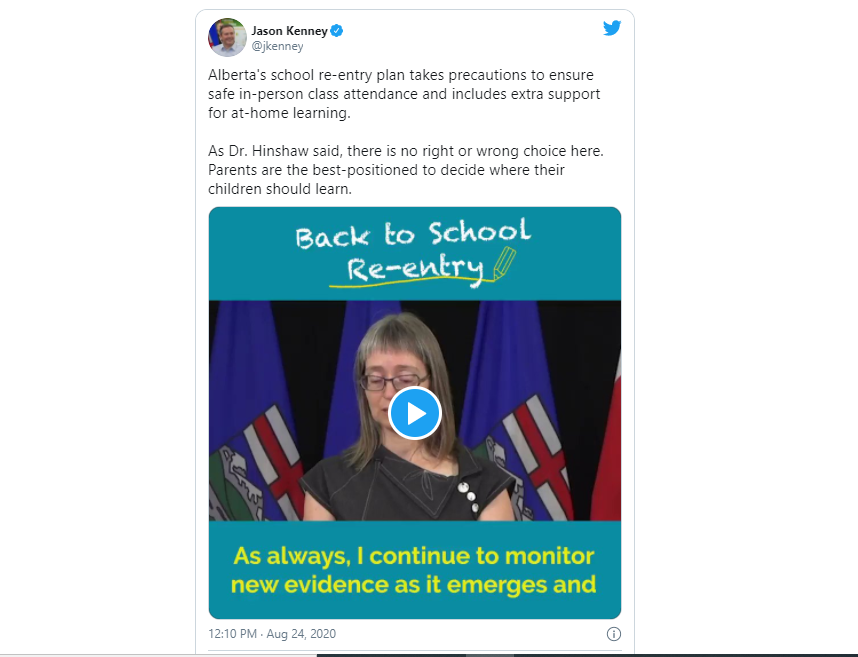 Tweet from Jason Kenney