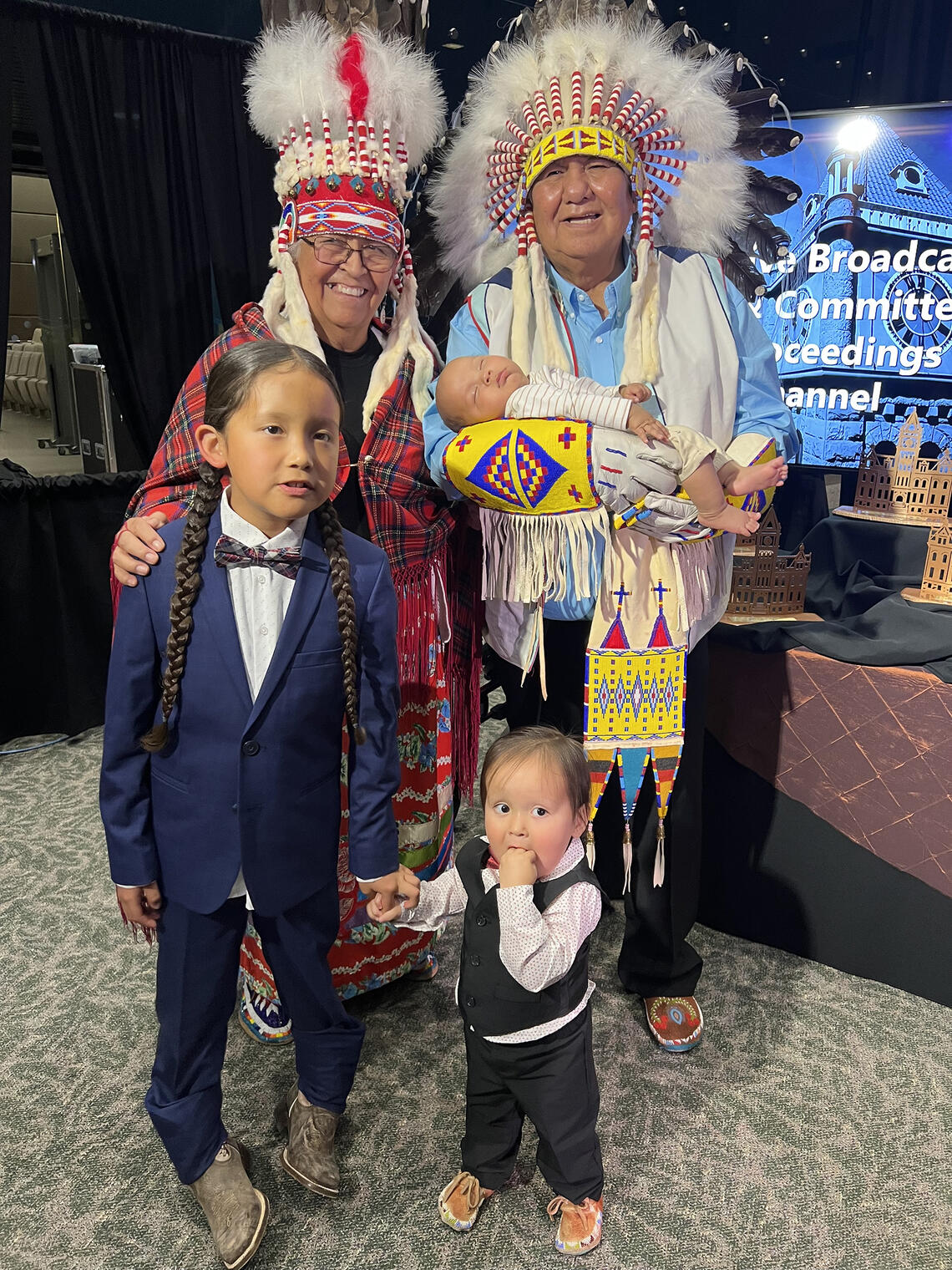 Reg and Rose Crowshoe, Traditional Knowledge Keepers from Piikani First Nation, are awarded for their commitment to increasing cultural capacity within Calgary.