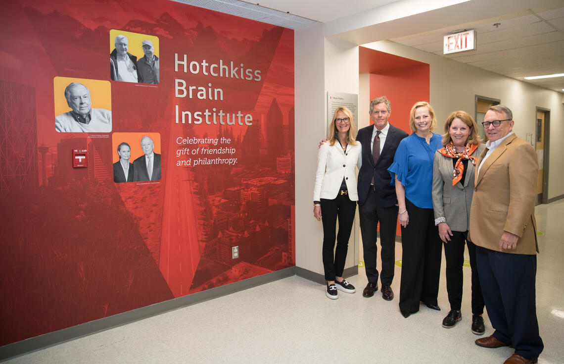 The Hotchkiss family and representatives from the T. Boone Pickens Foundation, from left: Sheryl and Jeff Hotchkiss, Sally Geym̈uller, Brenda Mackie, Jay Rosser.