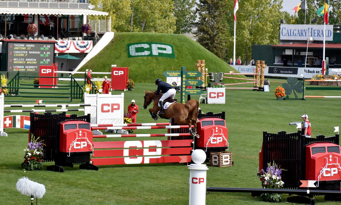A rider clears a jump during CPKC’s Clear Rounds for Heart event, held annually at Spruce Meadows. Once again, proceeds from this event will go to the Libin Cardiovascular Institute. 