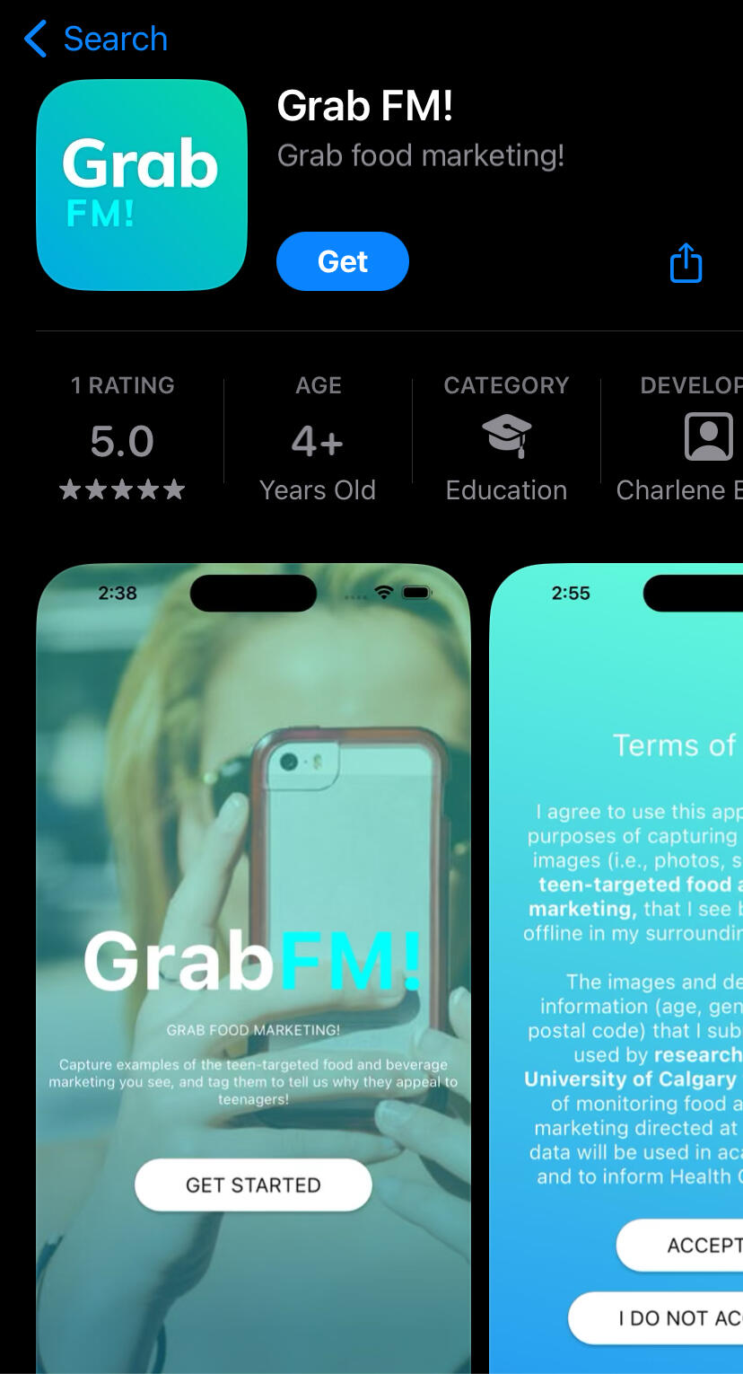 Screenshot of the GrabFM app on the App Store.