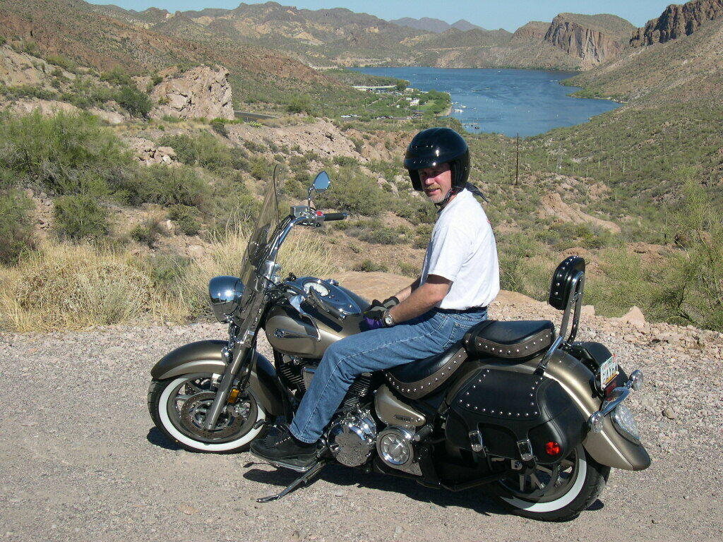 Clark Spencer on a motorcycle in Arizona 