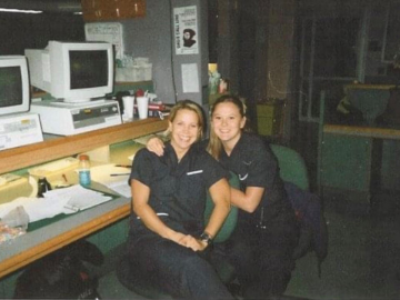 Agren with a colleague at her first nursing job at the CICU at Foothills Medical Centre.