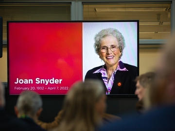 The University of Calgary hosted a celebration of life to honour visionary philanthropist and community builder Dr. Joan Snyder, Hon. LLD’11, as well as announce $67.5 million in new investments into the University and other charities. 