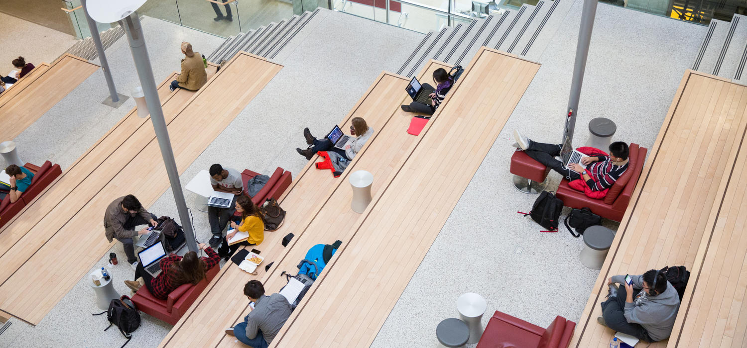 Students use a quiet space at the University of Calgary to catch up on their studies. 