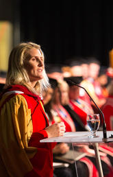 Hayley Wickenheiser speaks at convocation June 7, after receiving an honorary Doctor of Laws from the University of Calgary.
