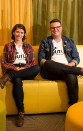 University of Calgary Faculty of Law students Hannah Hunter-Loubert, left, and Jay Moch are two of the founding members of OUTLaw, a student group dedicated to serving the LGBTQ+ community at the law school.  Photo by Riley Brandt, University of Calgary