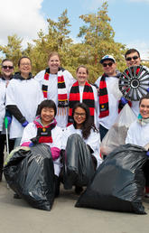 More than 16 teams registered to participate in this year's Campus Cleanup and Barbecue, including the Schulich School of Engineering, who found one of the wackiest items of the day — a hubcap. Photos by Riley Brandt, University of Calgary