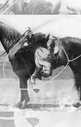From the Glenbow Archives, Performer Flores LaDue was skilled with a rope and a horse. 