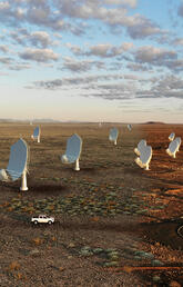 A composite image of the future SKA-Mid telescope