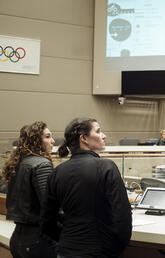 Students in Urban Studies 451 present their project to panelist inside The City of Calgary council chambers