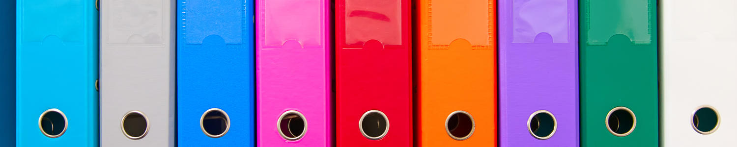 Folders on a shelf