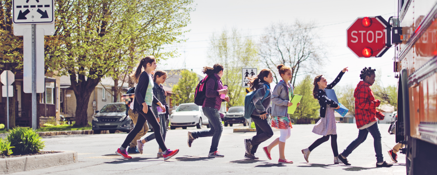 Kids walking to bus