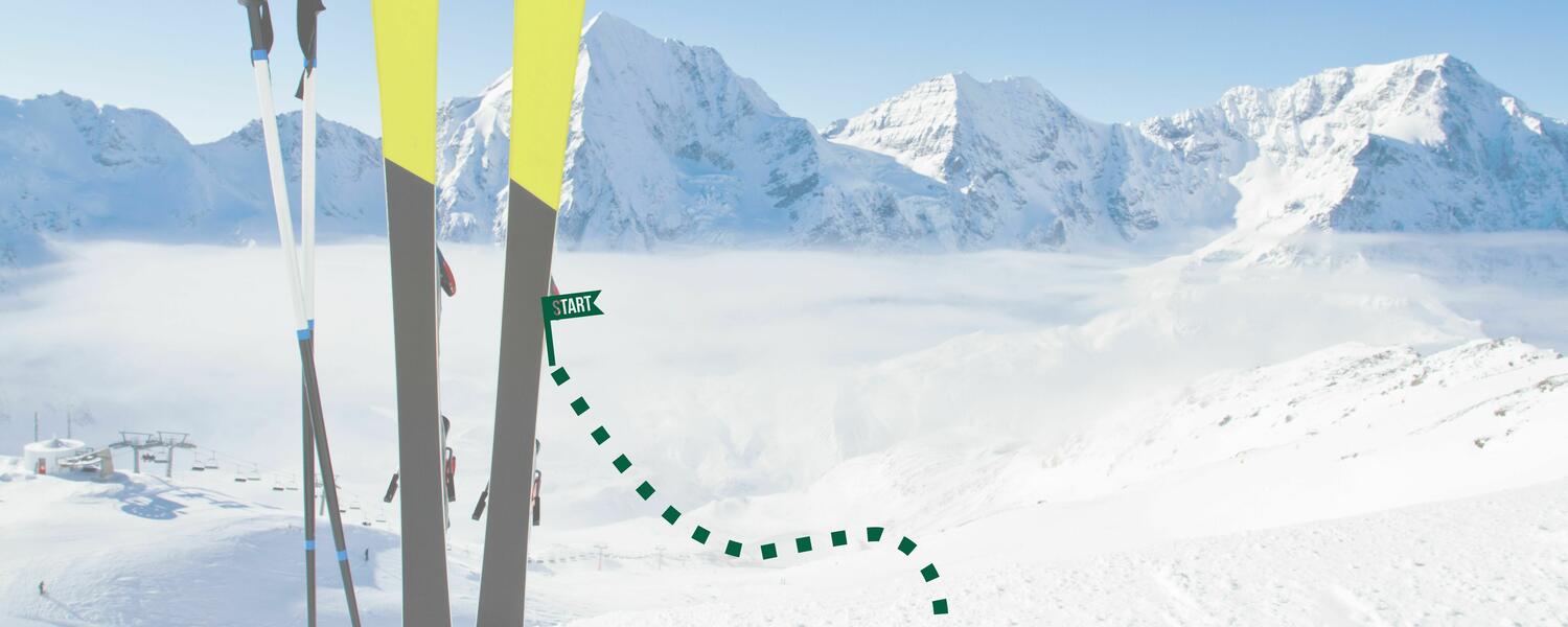 Skis on hill