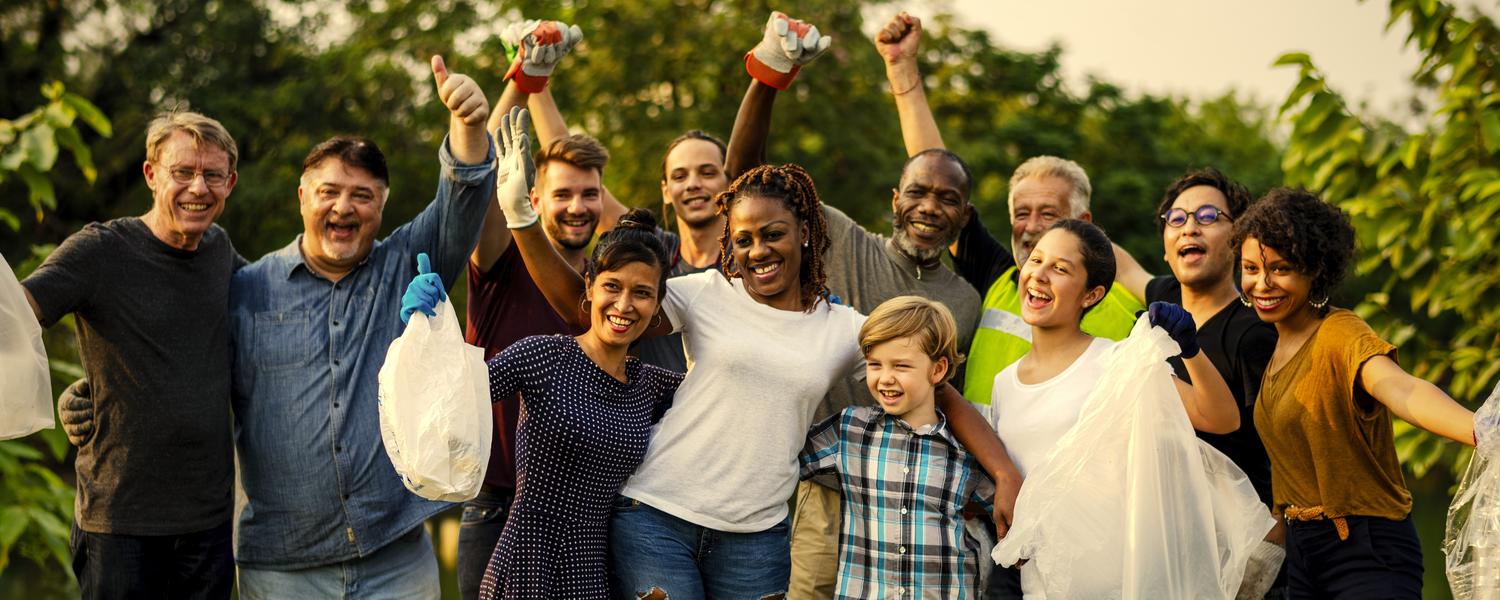 Group of people doing a clean up in the community