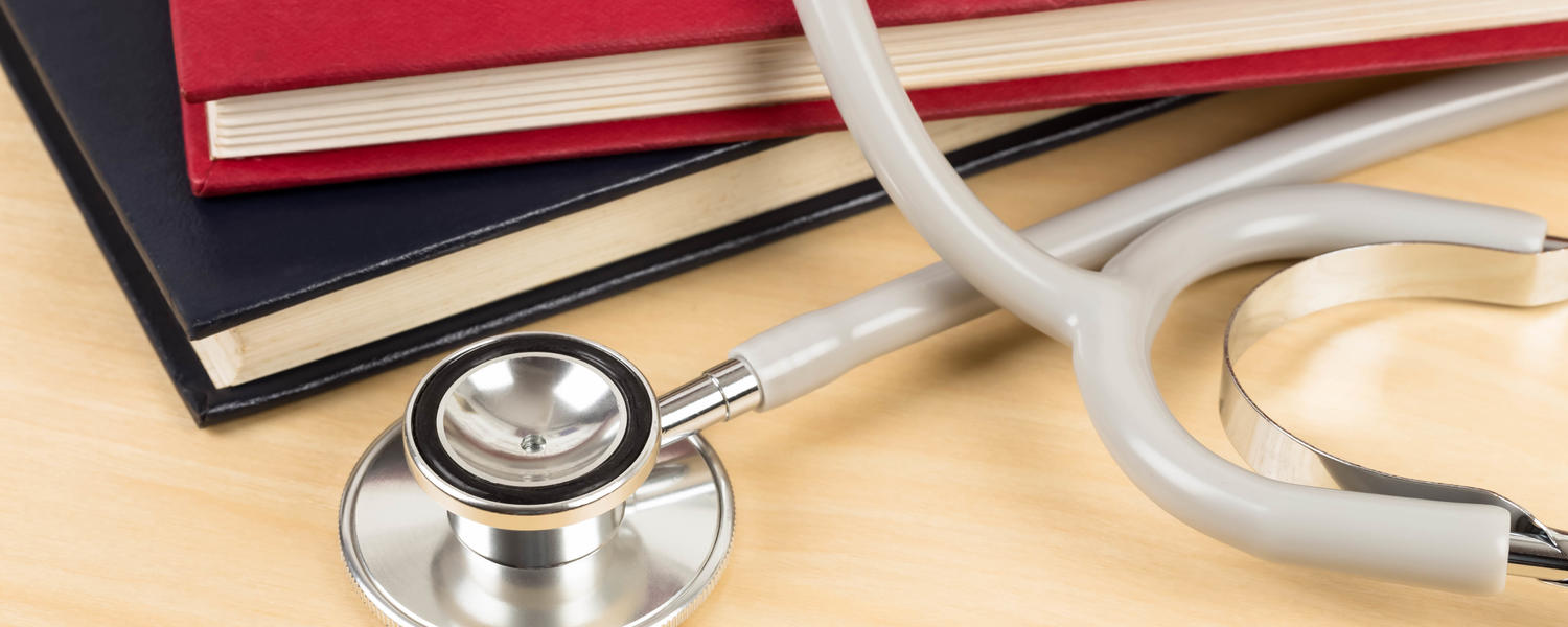 Stethoscope and text books