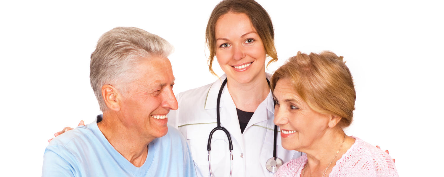 Female doctor and older patients