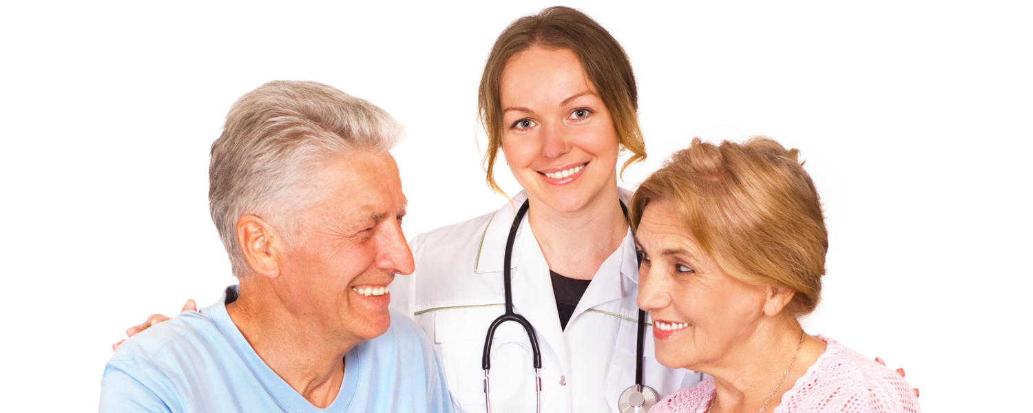 Physician with two older patients