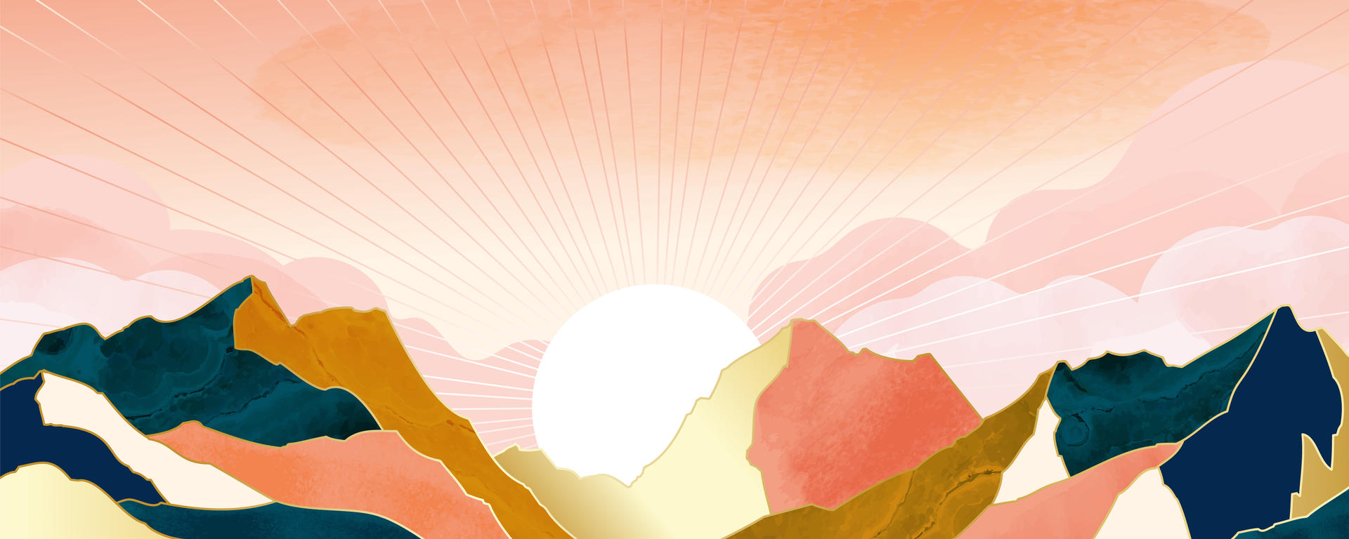 Sun rising over mountain