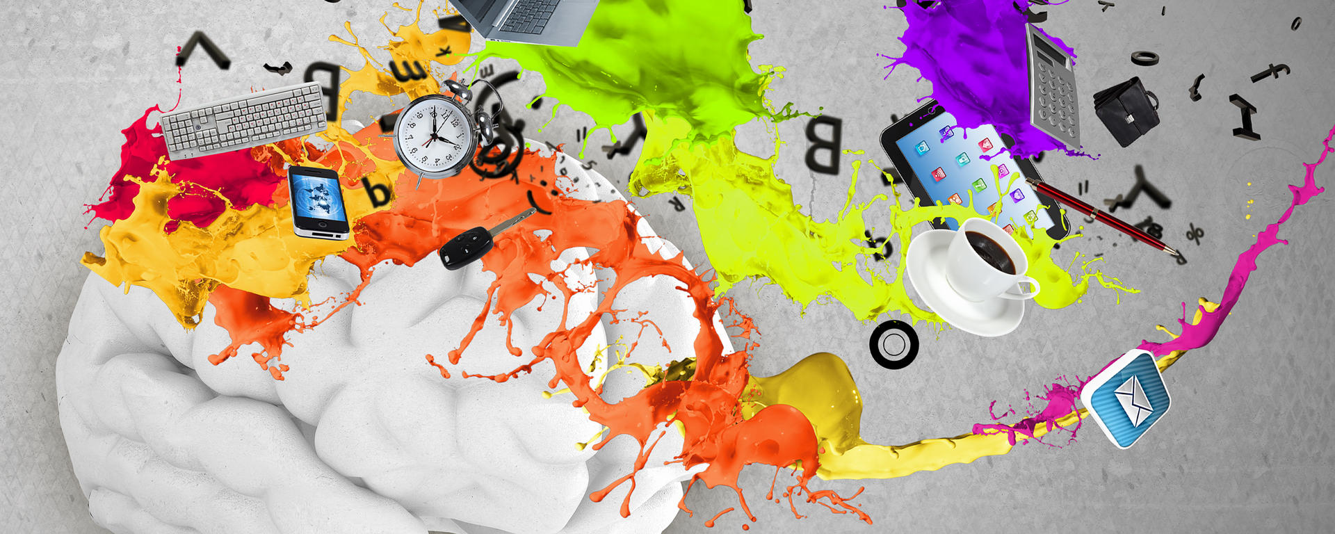 Creative brain image with media influence