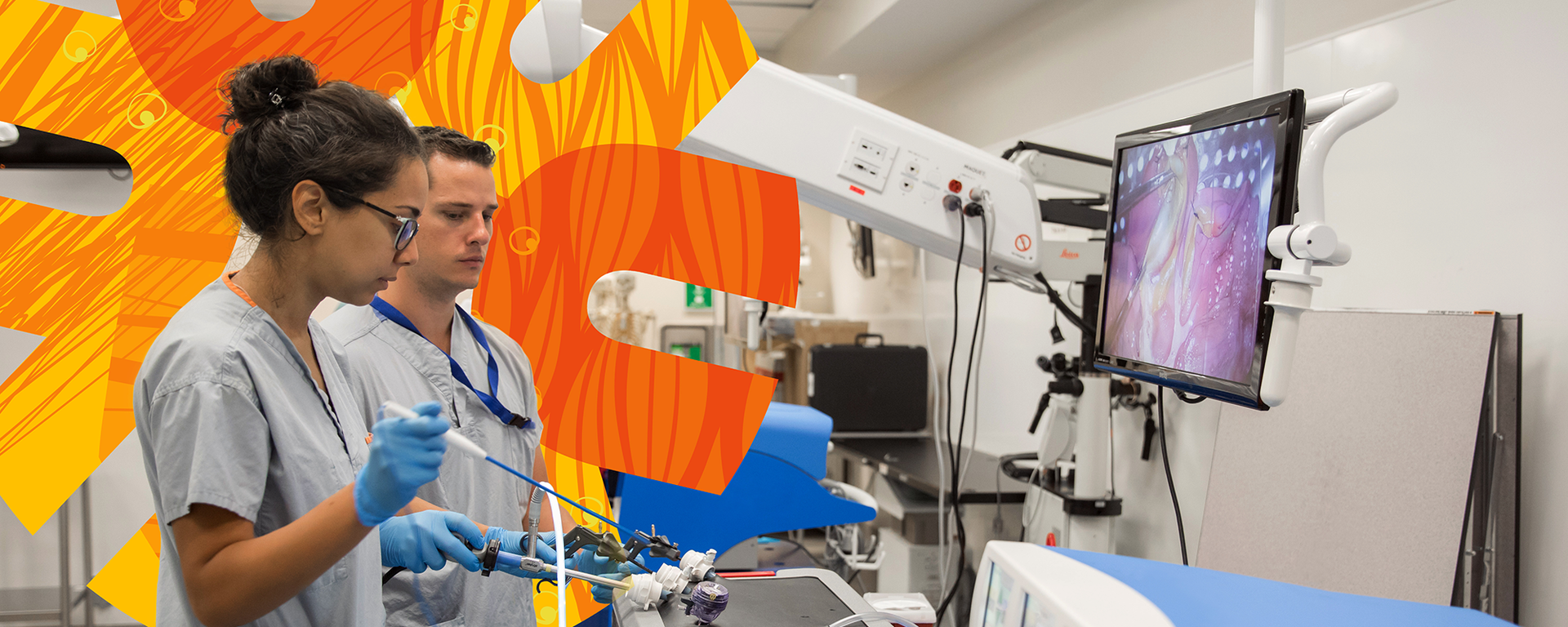 Image of medical residents practicing surgical skills