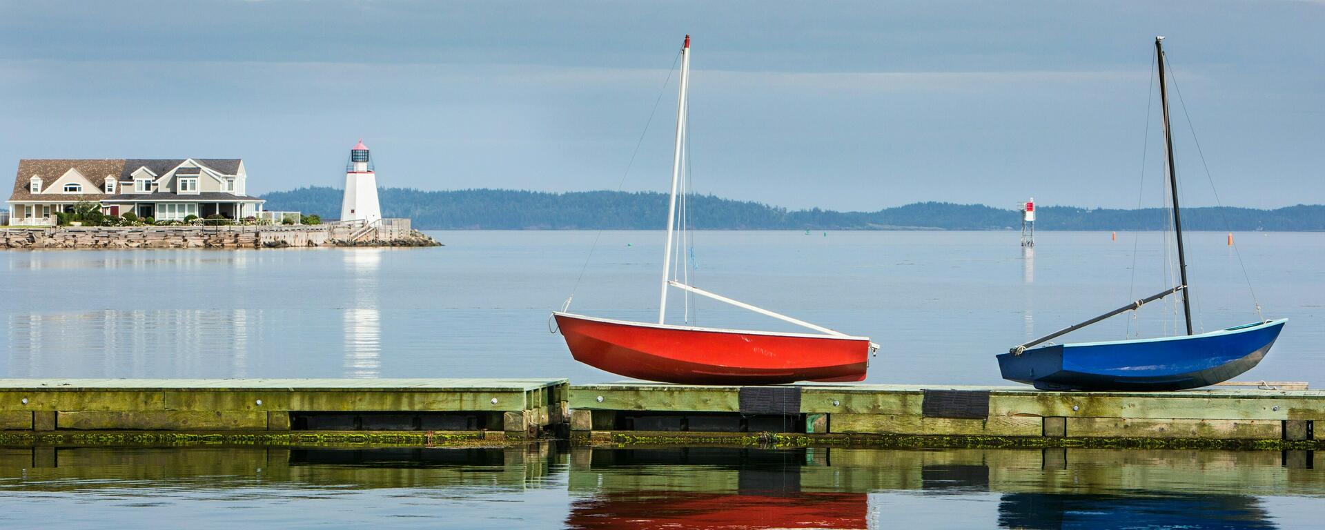 Boats by the shore in New Brunswick