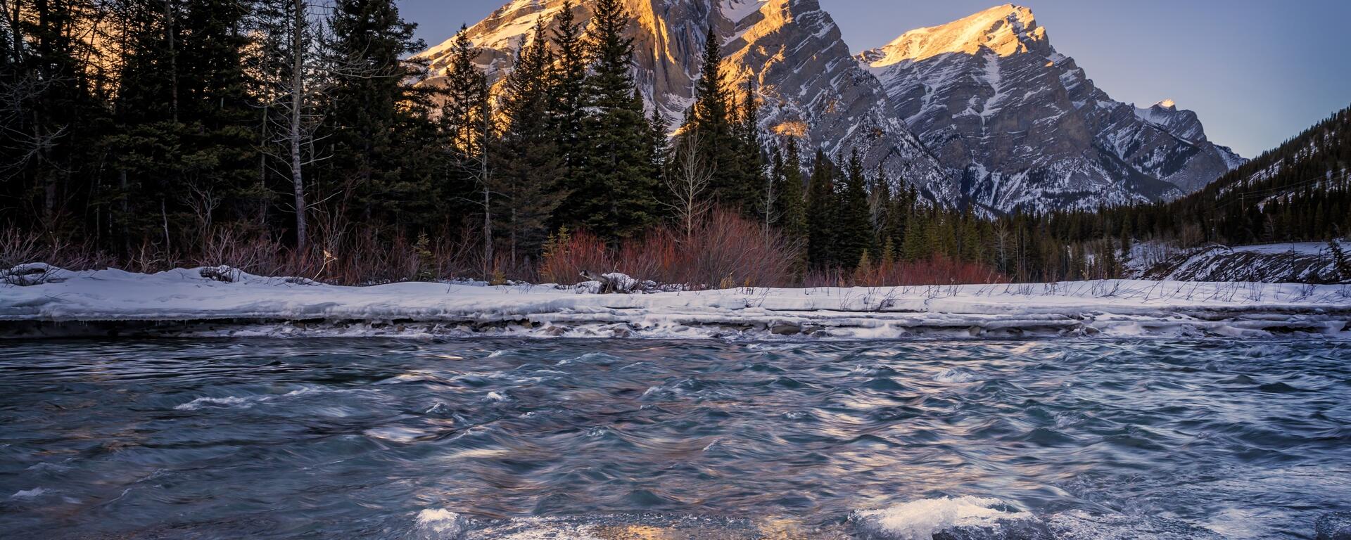 Mount Kidd and the Kananaskis River in Kananaskis, Alberta