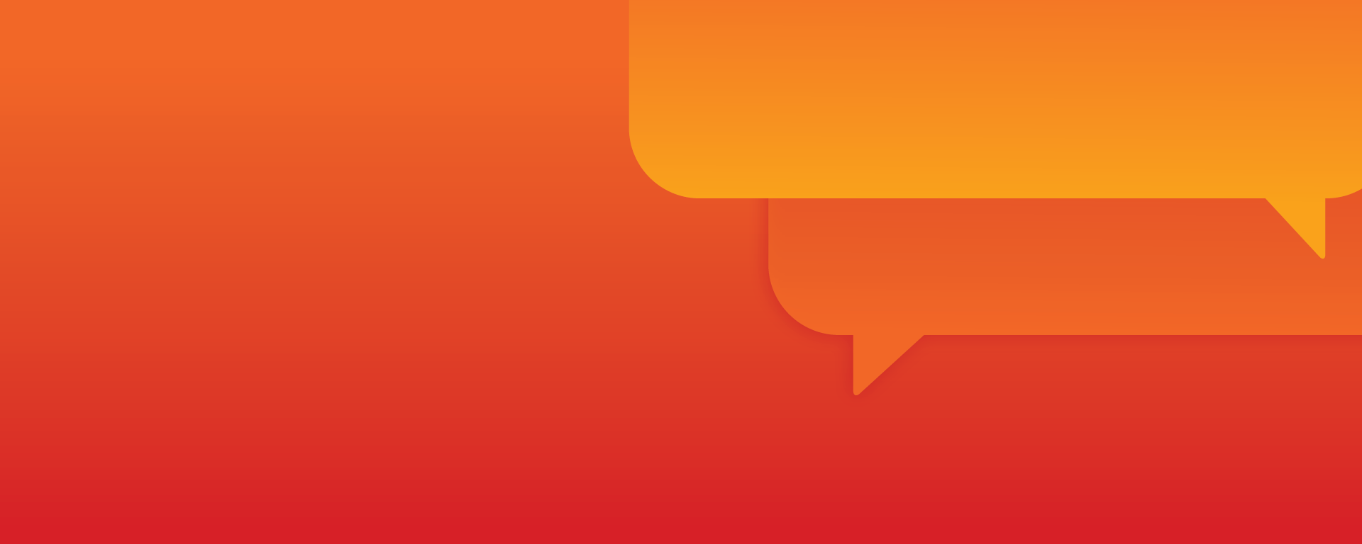 orange banner with two speech bubbles