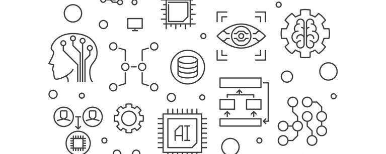 Illustration of brains and circuits