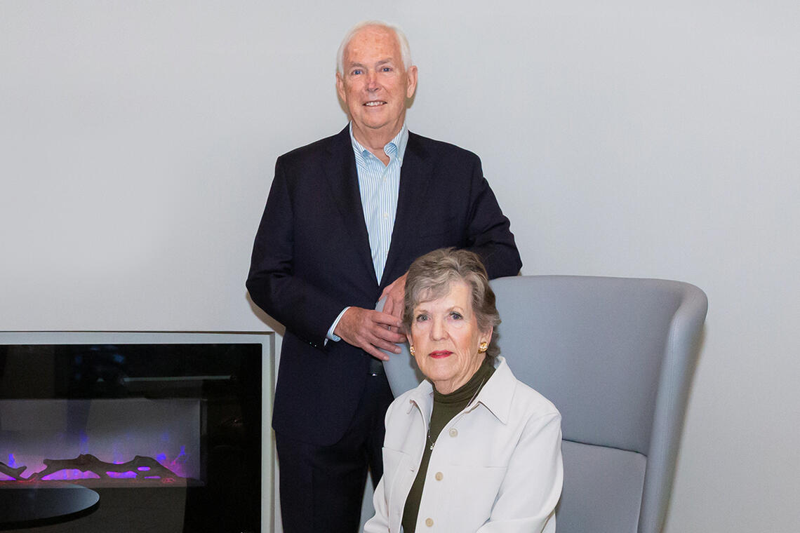 Hugh and Laureen Borgland in the new Borgland Family Quiet Space at the Arthur J.E. Child Comprehensive Cancer Centre.