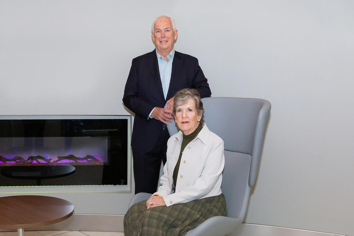 Hugh and Laureen Borgland in the new Borgland Family Quiet Space at the Arthur J.E. Child Comprehensive Cancer Centre.