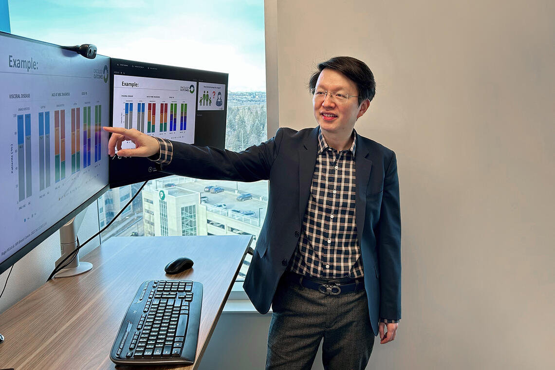 Dr. Winson Cheung, MD examines data in the O2 lab at the Arthur Child.