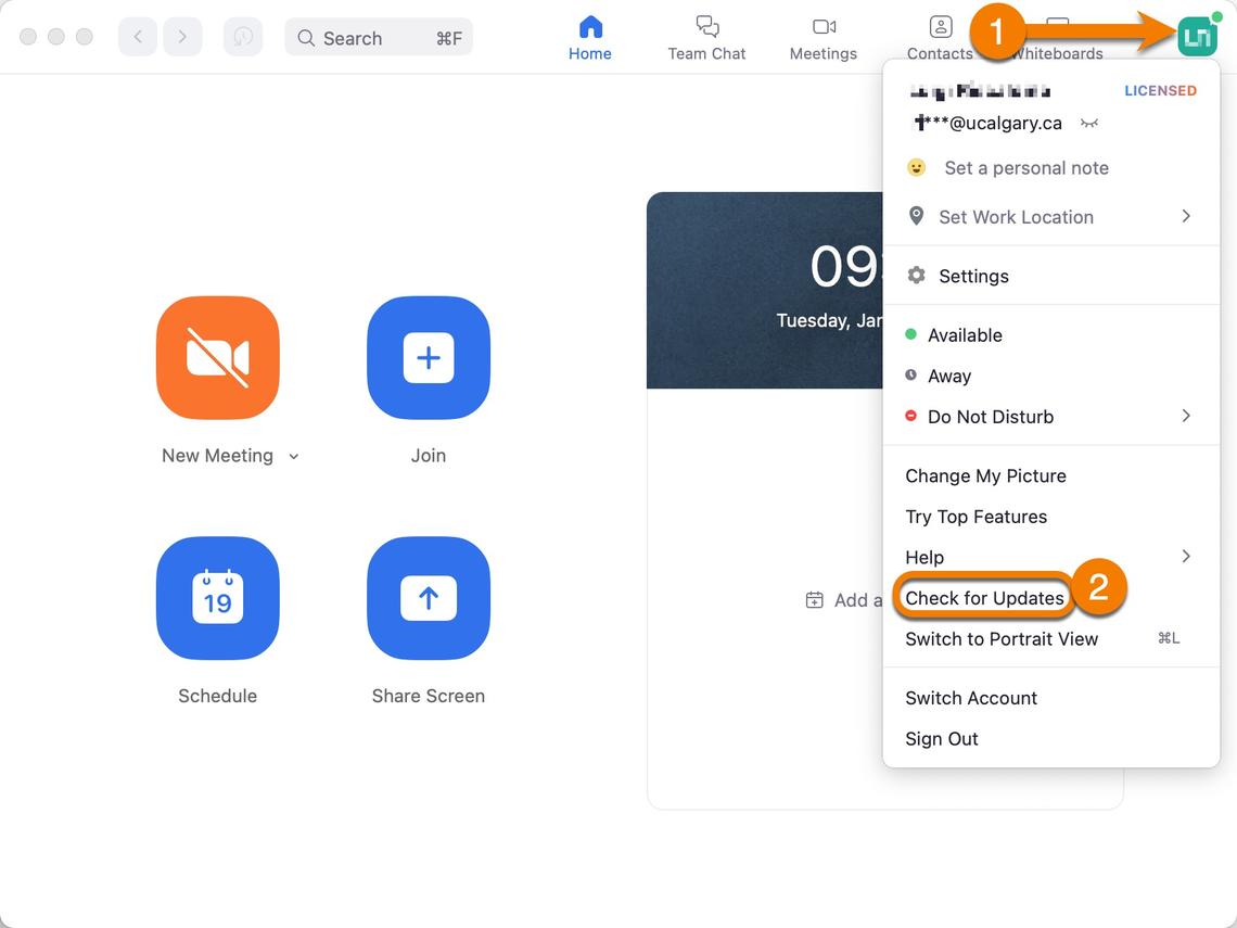 Image illustrating how to update Zoom client.