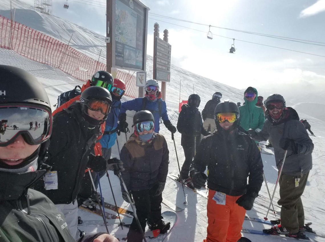 Residents Skiing together