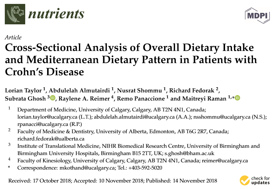 Crohns disease and diet study 2015-2018