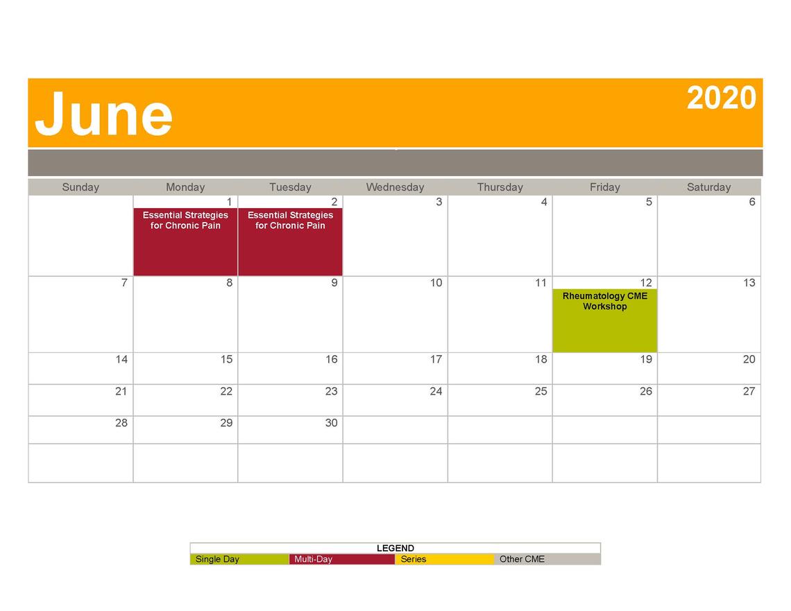 June 2020 Calendar