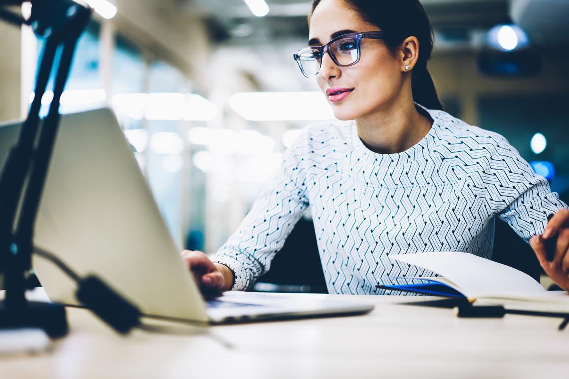 Woman looking at computer