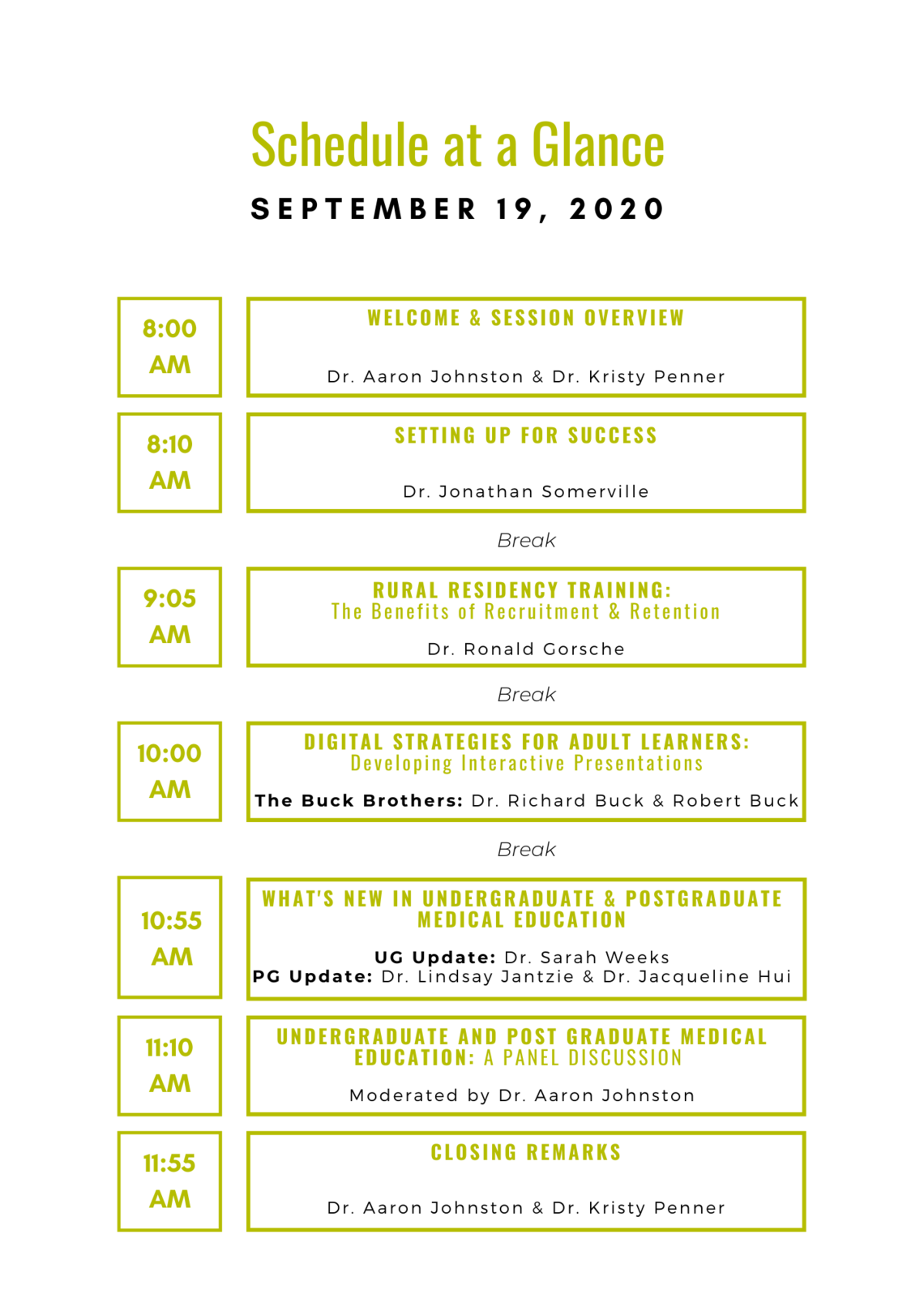 Schedule at a Glance