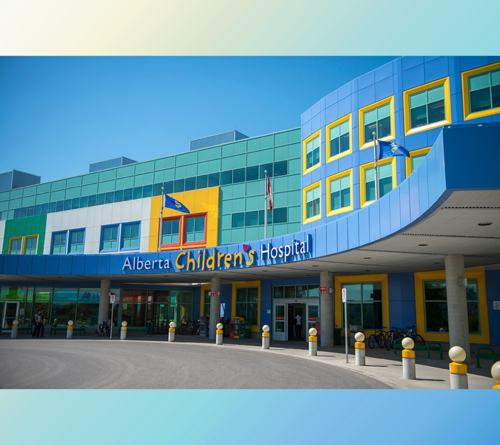 The entrance and front face of the Alberta Children's Hospital