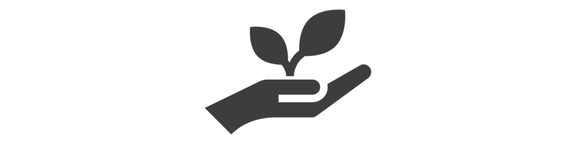 Icon of a hand holding a plant