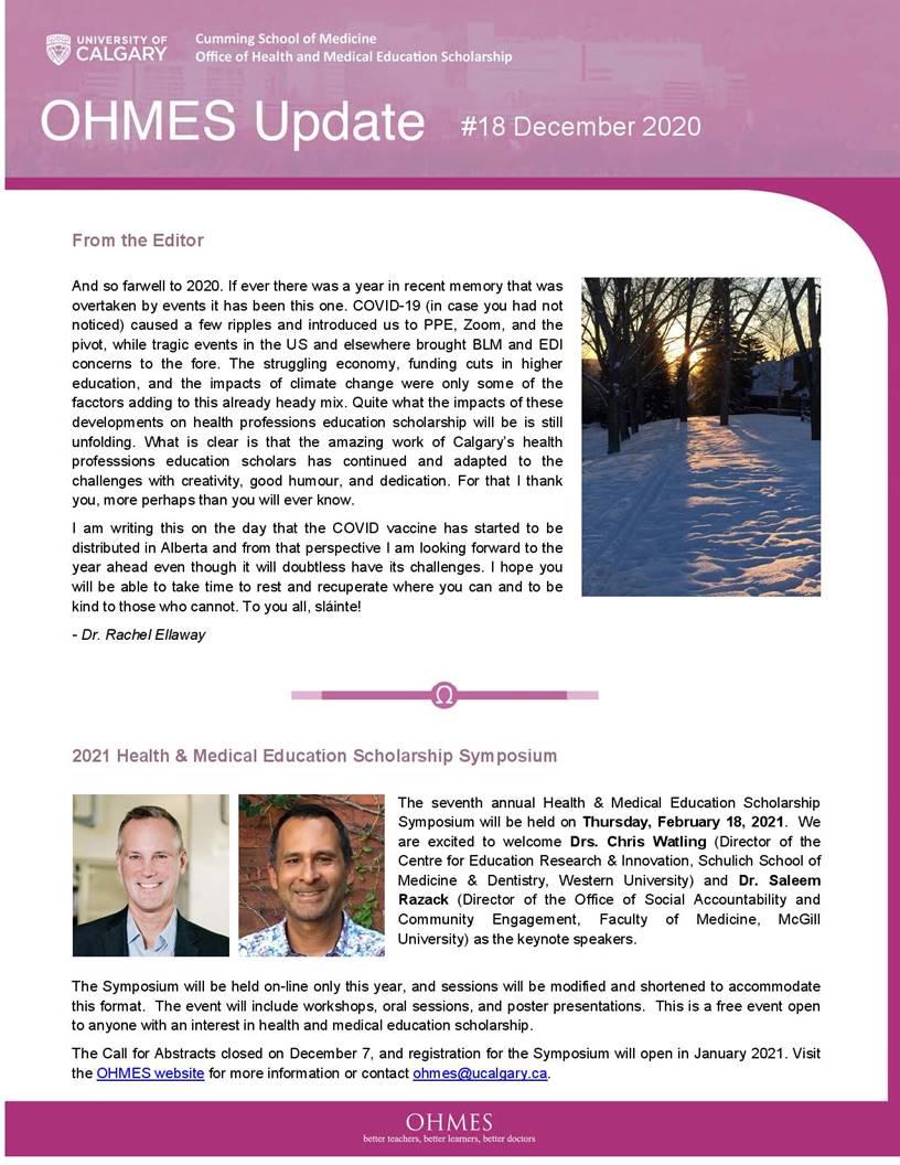 OHMES Newsletter December 2020