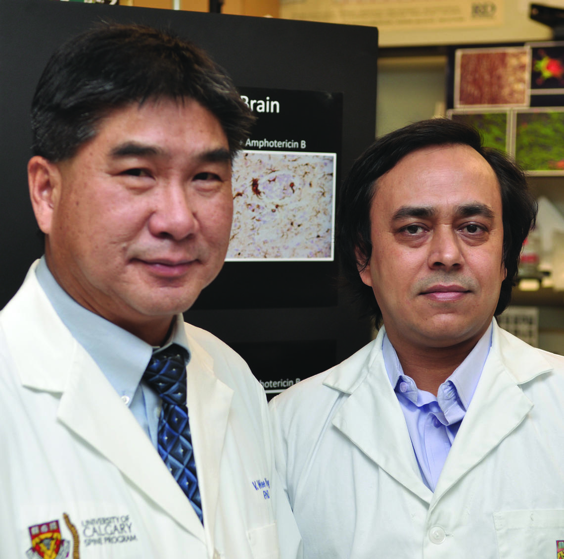 Dr. V. Wee Yong, PhD, (right) and Dr. Susobhan Sarkar, PhD